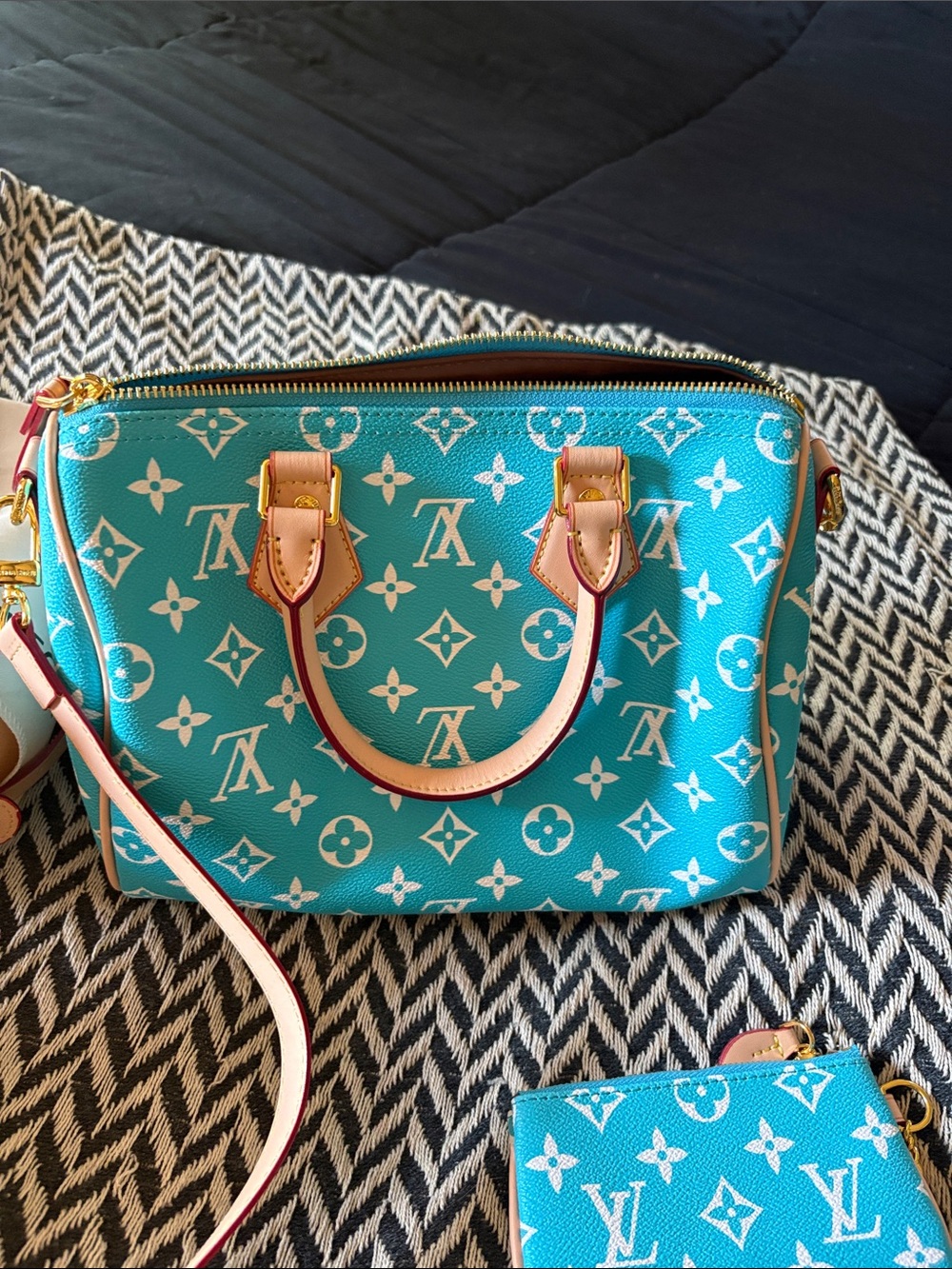 Turquoise Monogram Bag Designer Style Women’s Bag NEW! - Picture 6 of 6